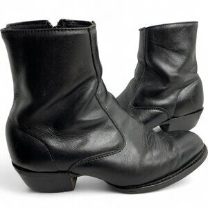 Laredo Leather Black Zip Vintage Western Biker Cowboy Ankle Boots Men's 9 EW